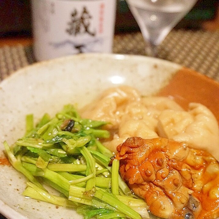 【宮城食材】ホヤと芹、麩の煮びたし